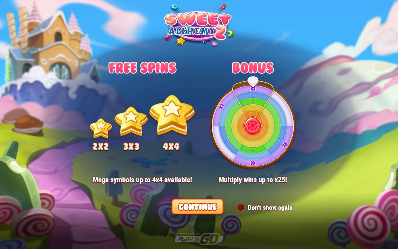 Sweet Alchemy 2 game lobby / feature intro