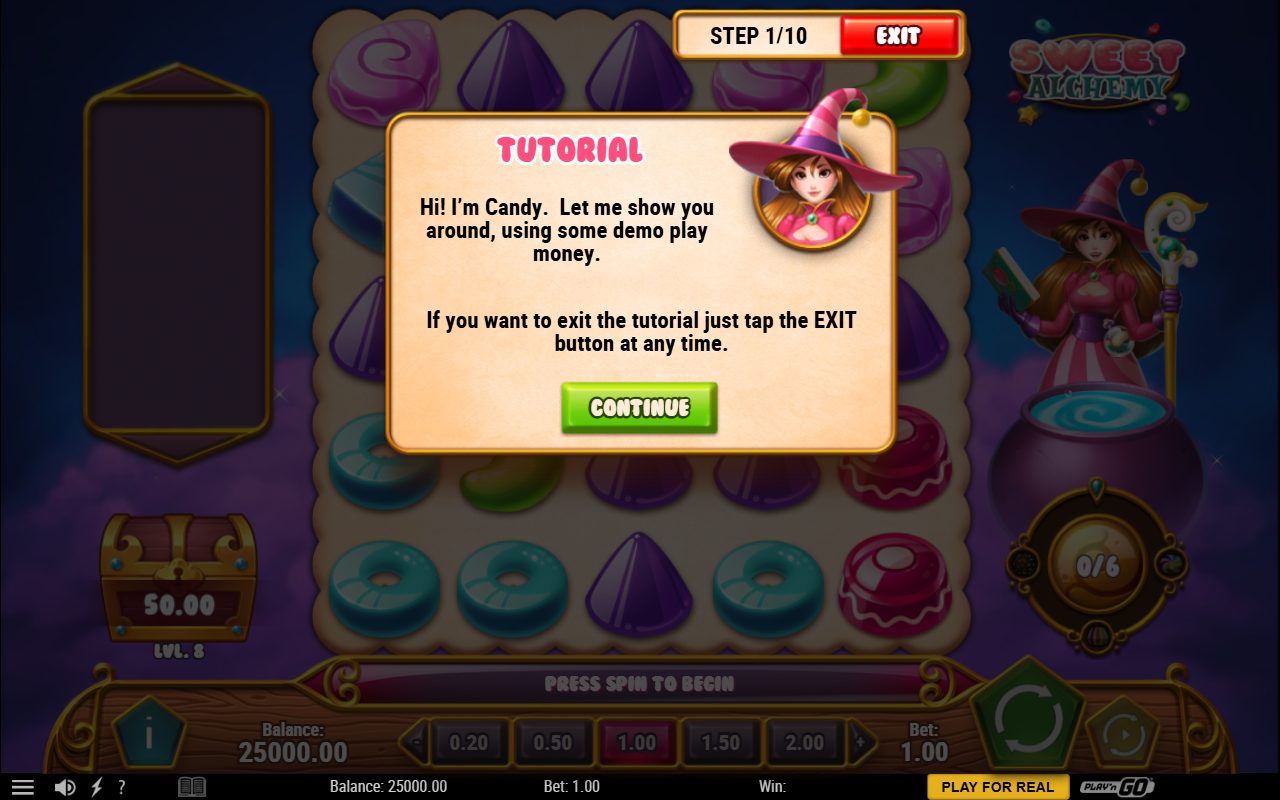 Sweet Alchemy game lobby / feature intro