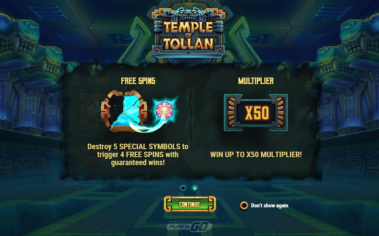 Temple of Tollan game lobby / feature intro