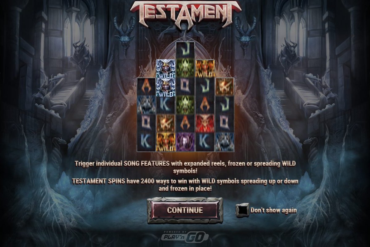 Testament game lobby / feature intro