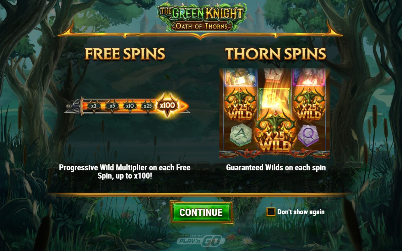 The Green Knight Oath of Thorns game lobby / feature intro