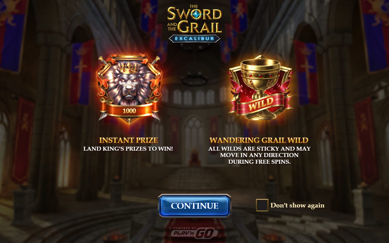 The Sword and the Grail Excalibur game lobby / feature intro