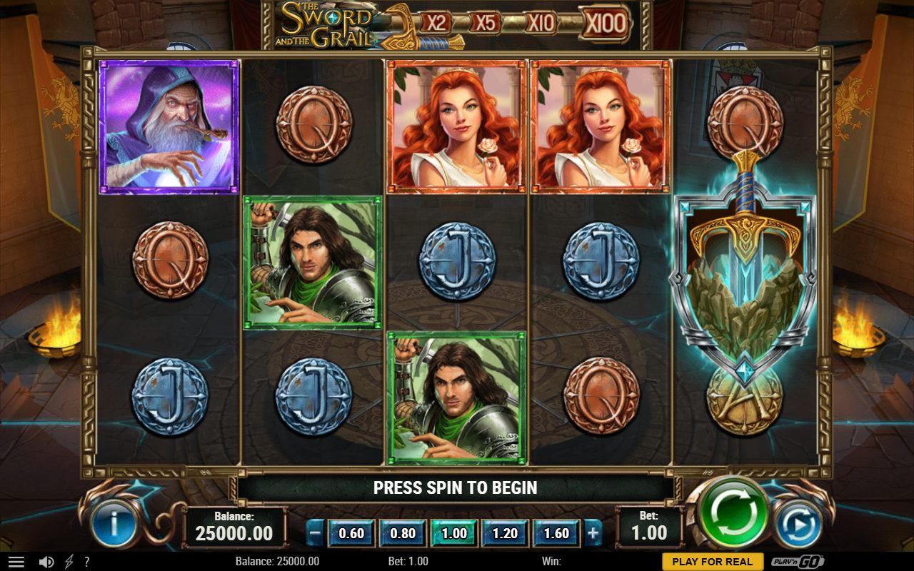 The Sword and The Grail base game reels