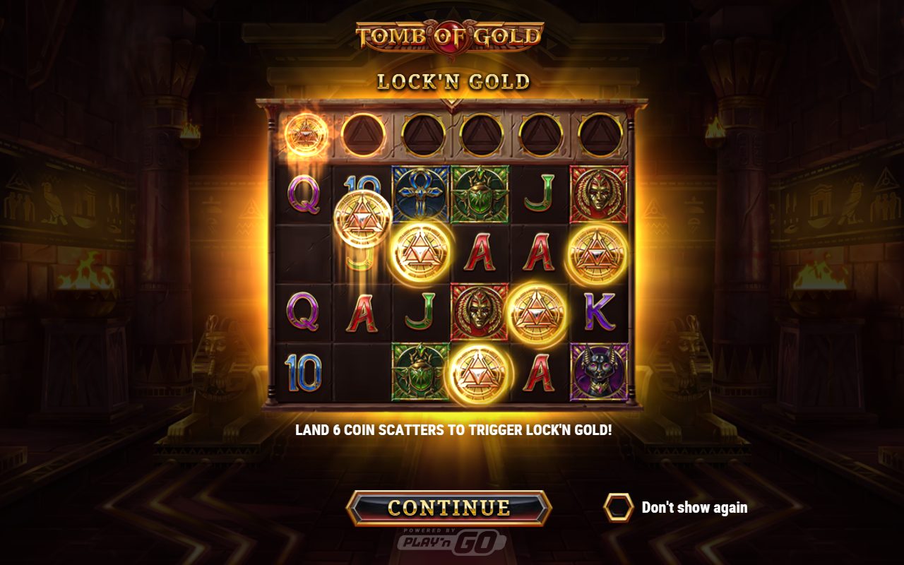 Tomb of Gold game lobby / feature intro