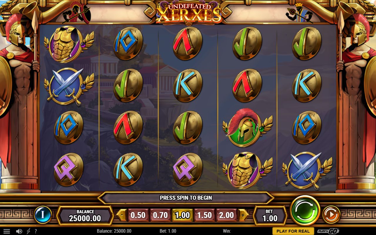Undefeated Xerxes base game reels