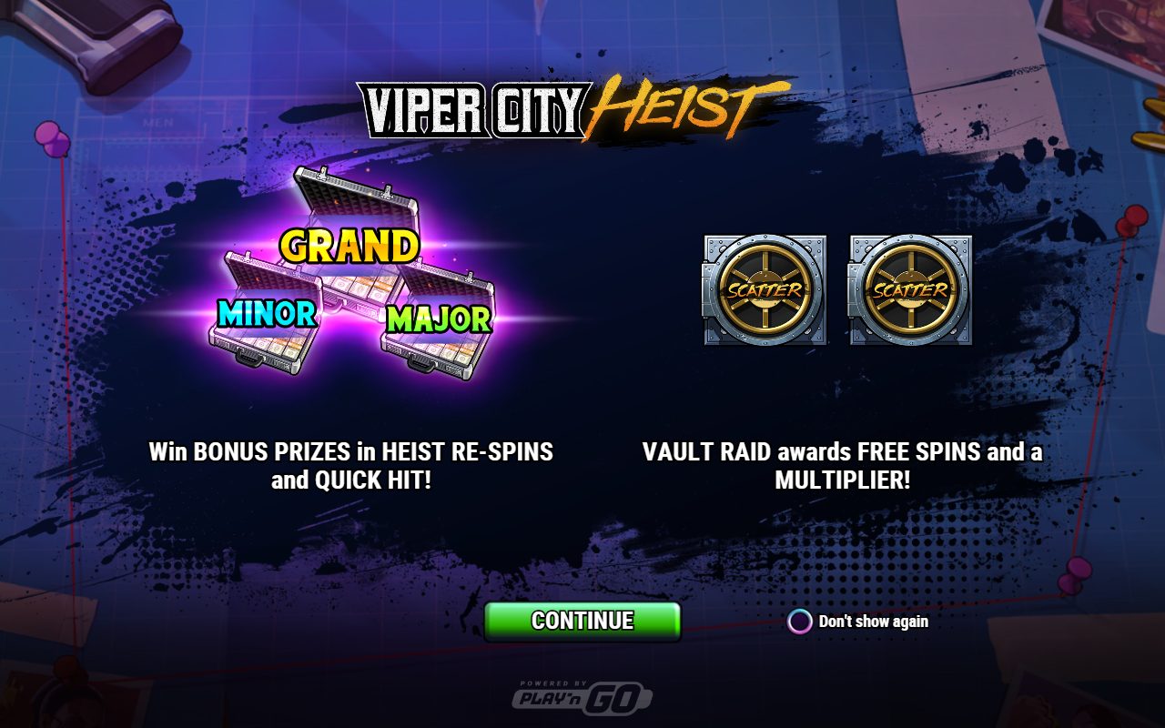 Viper City Heist game lobby / feature intro