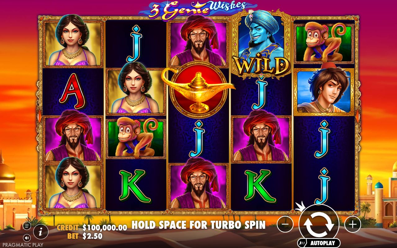 3 Genie Wishes base game reels