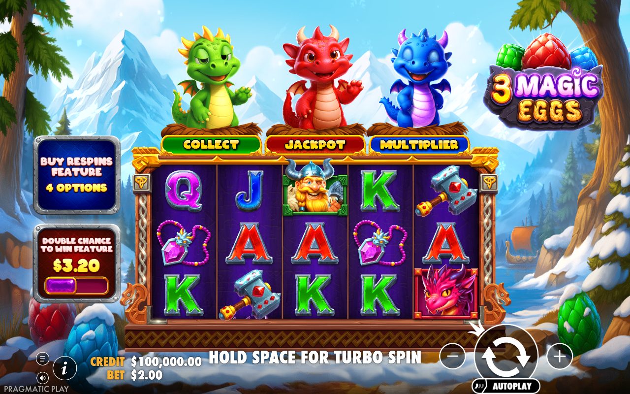 3 Magic Eggs base game reels
