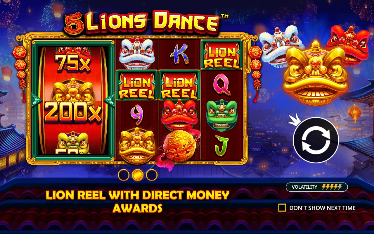 5 Lions Dance base game reels