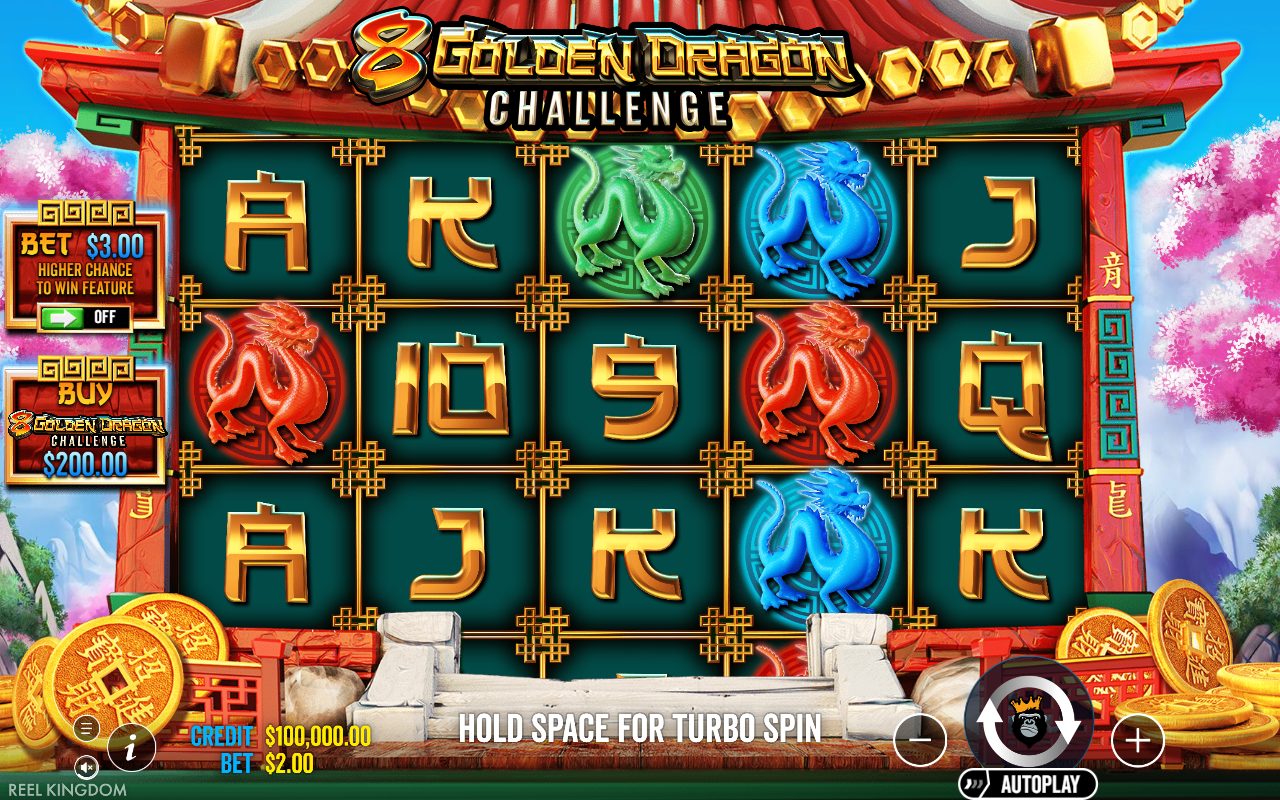 8 Golden Dragon Challenge base game reels