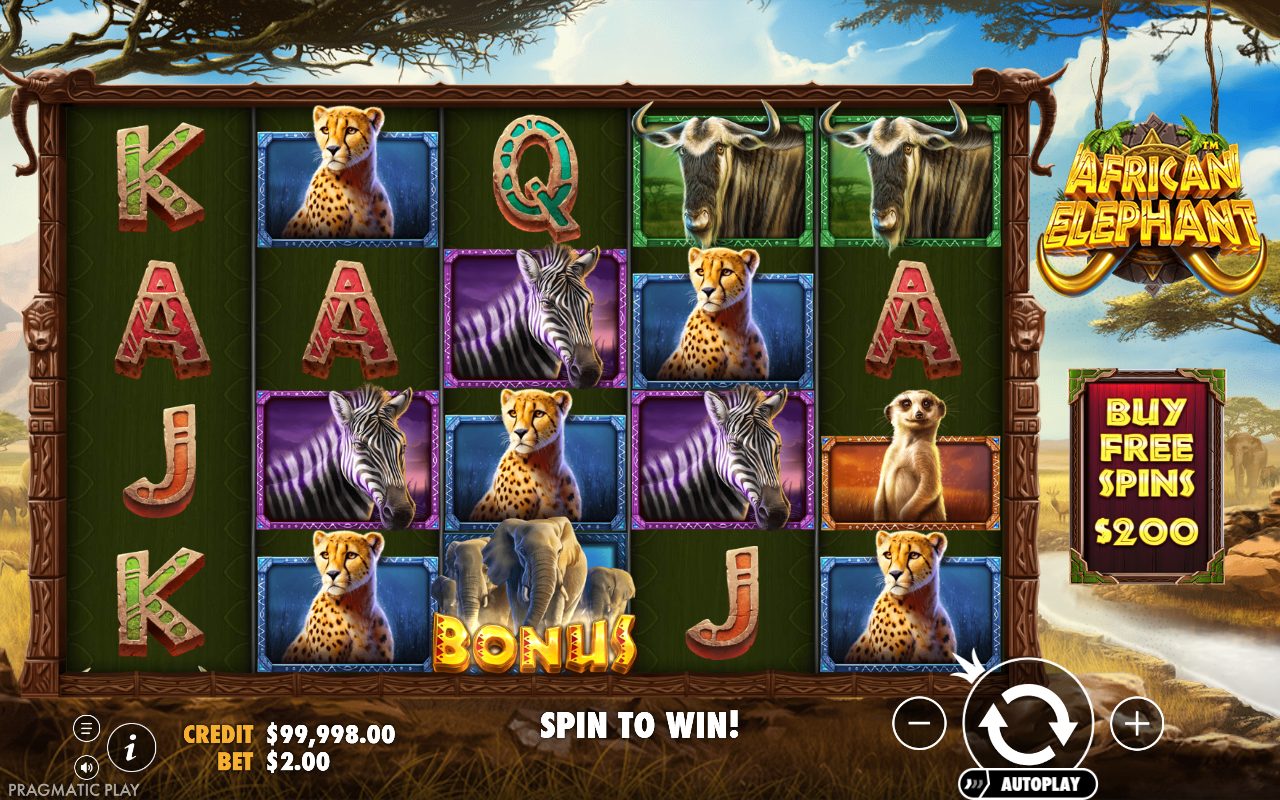 African Elephant base game reels