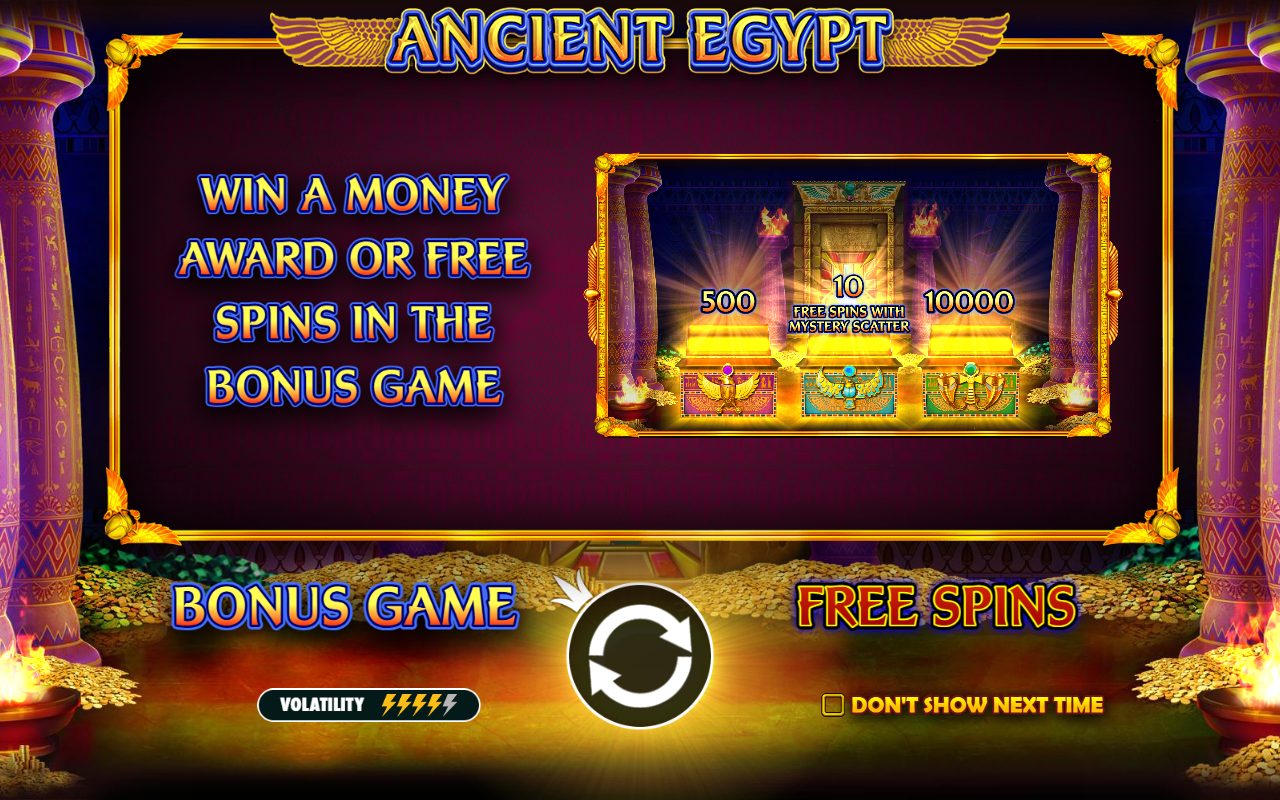 Ancient Egypt game lobby / feature intro