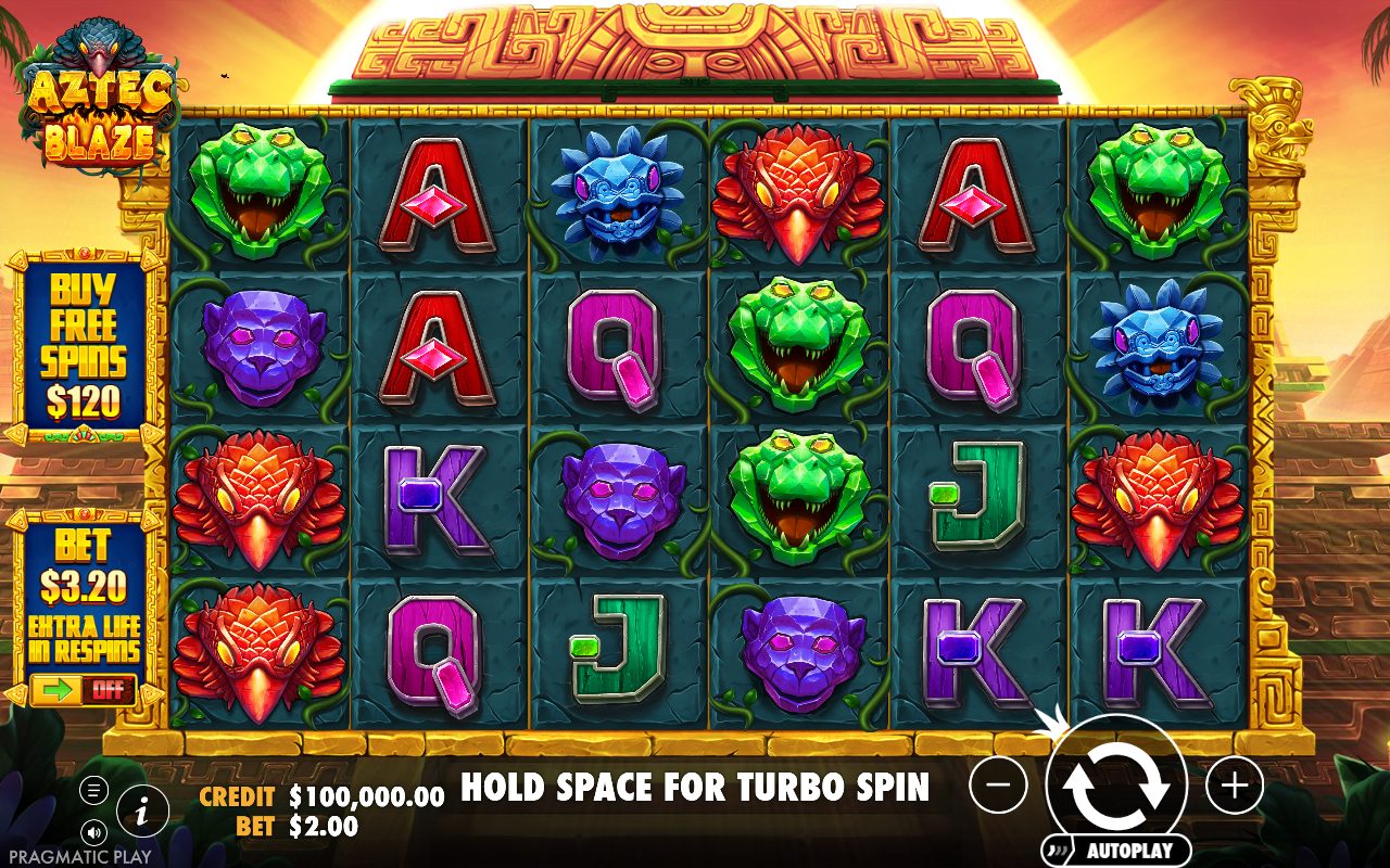 Aztec Blaze base game reels