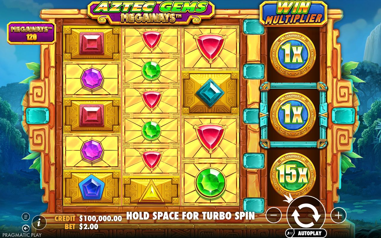 Aztec Gems Megaways base game reels