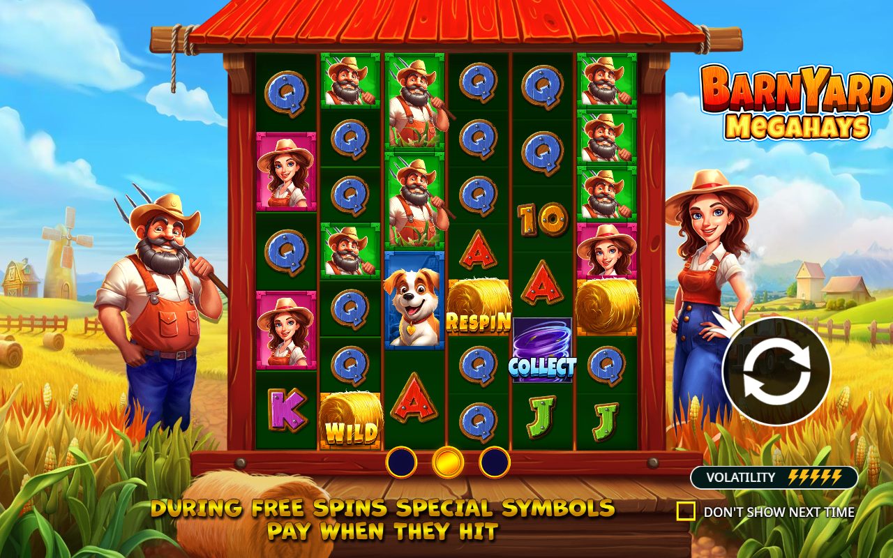 Barnyard Megahays Megaways game lobby / feature intro