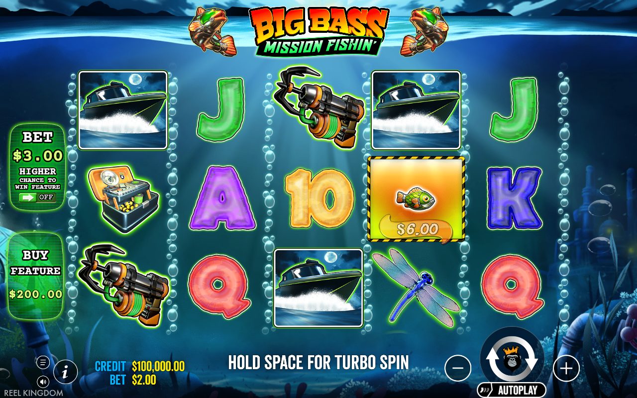 Big Bass Mission Fishin' base game reels