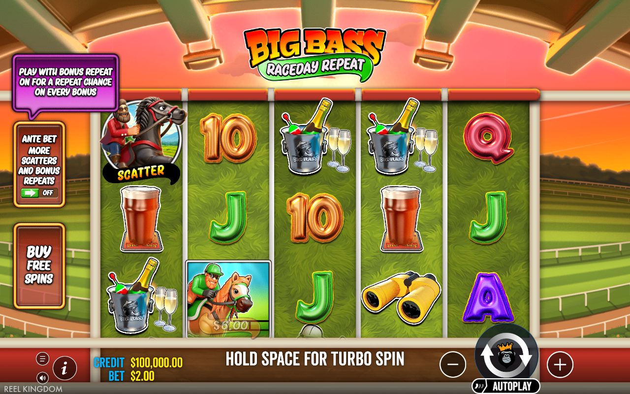 Big Bass Raceday Repeat base game reels