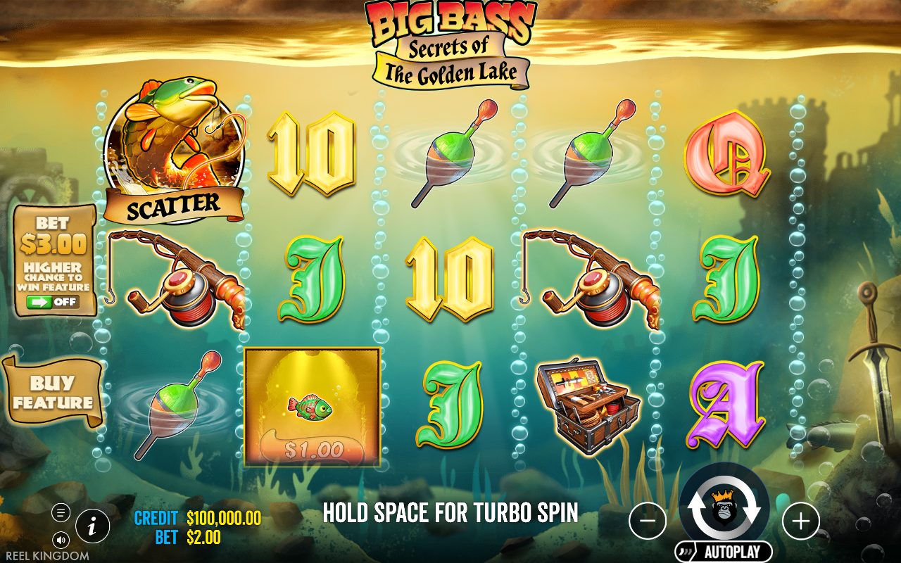 Big Bass Secrets of the Golden Lake base game reels