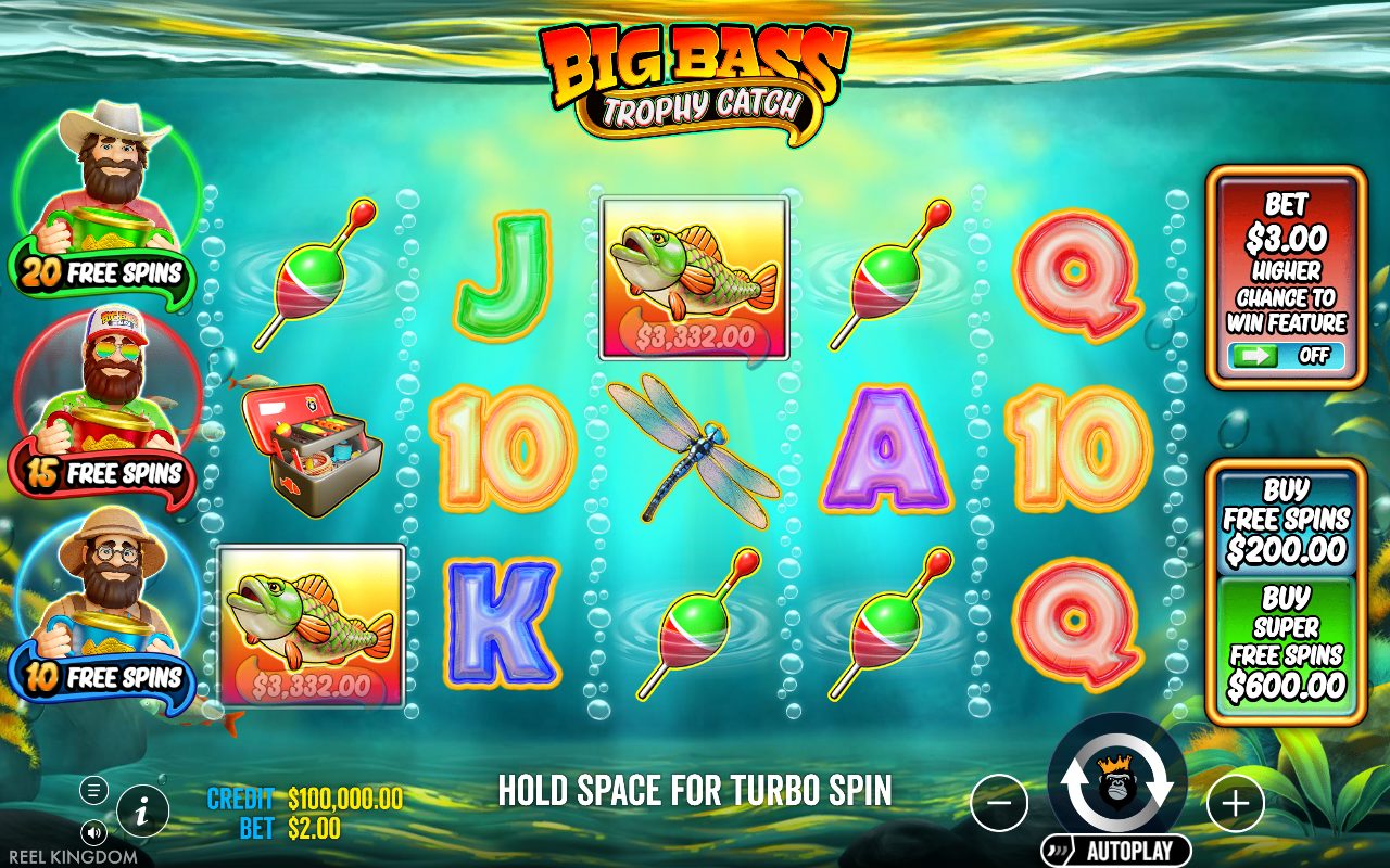 Big Bass Trophy Catch base game reels