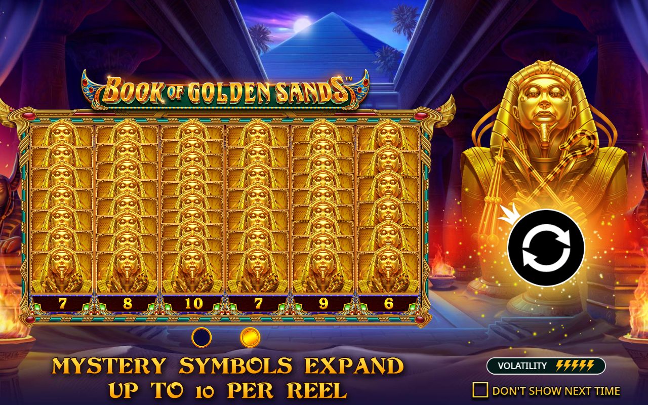 Book of Golden Sands game lobby / feature intro