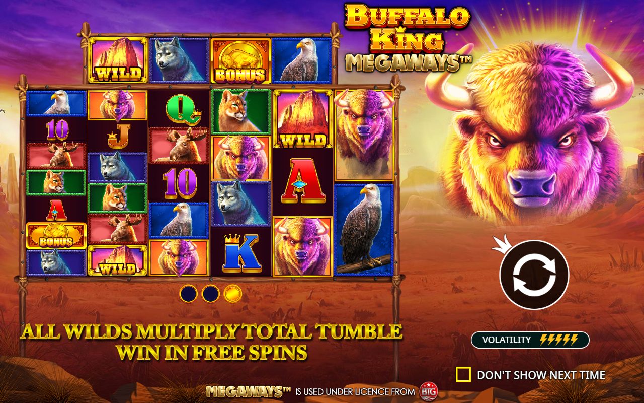 Buffalo King Megaways game lobby / feature intro