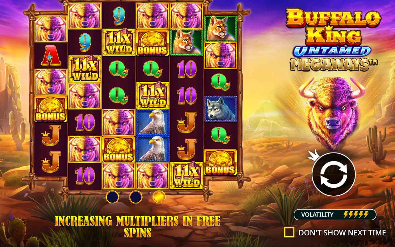 Buffalo King Untamed Megaways game lobby / feature intro