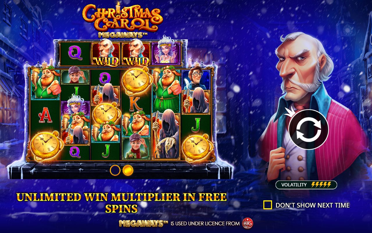 Christmas Carol Megaways game lobby / feature intro