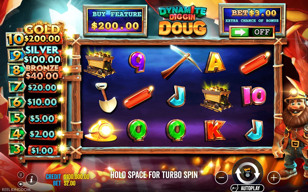 Dynamite Diggin Doug base game reels