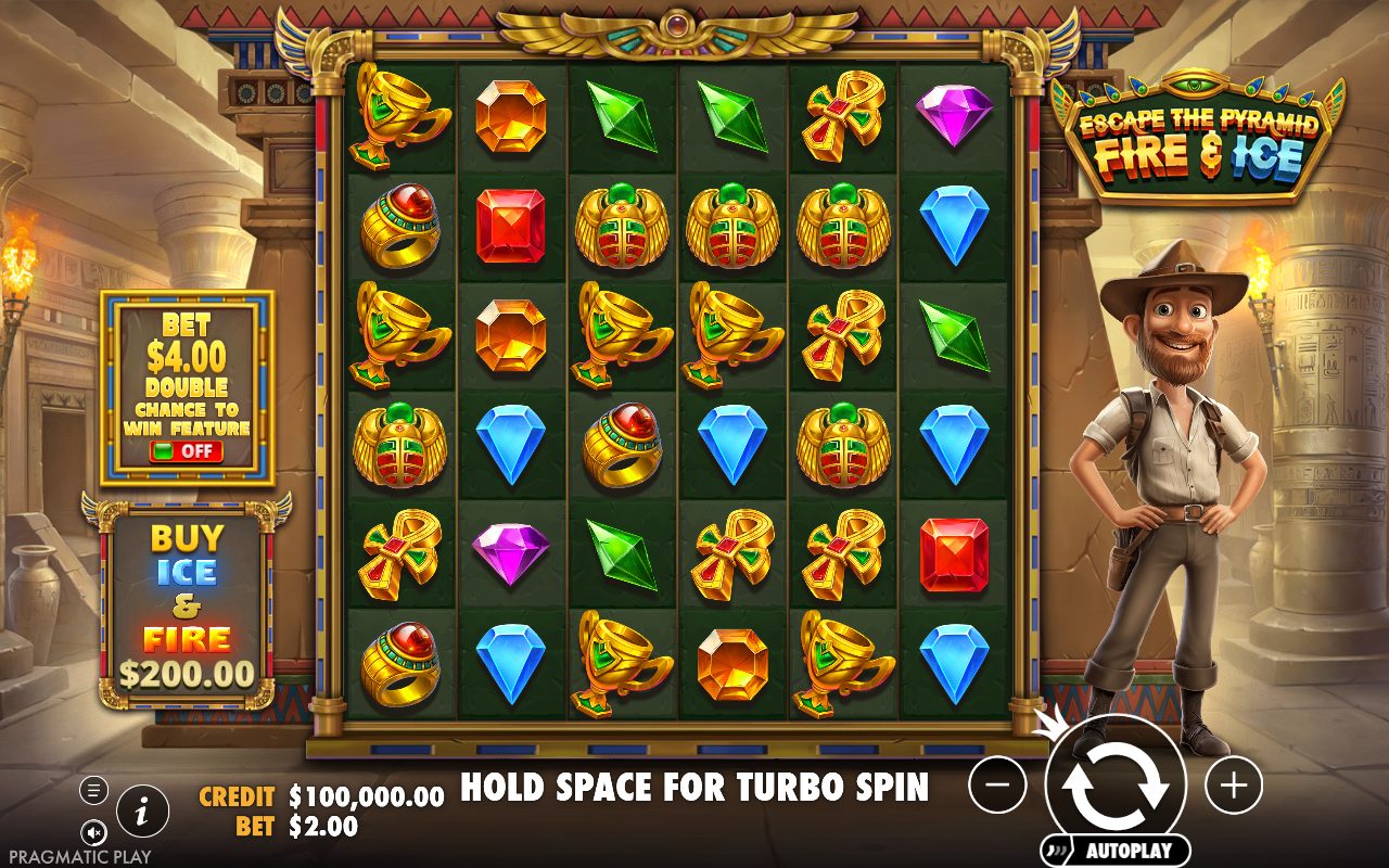 Escape the Pyramid - Fire & Ice base game reels