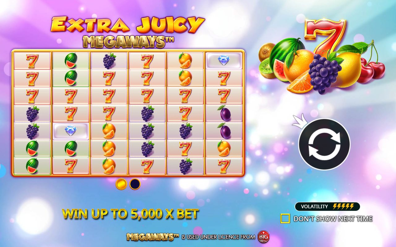 Extra Juicy Megaways game lobby / feature intro