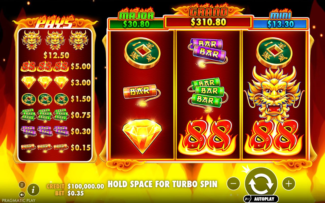 Fire 88 base game reels