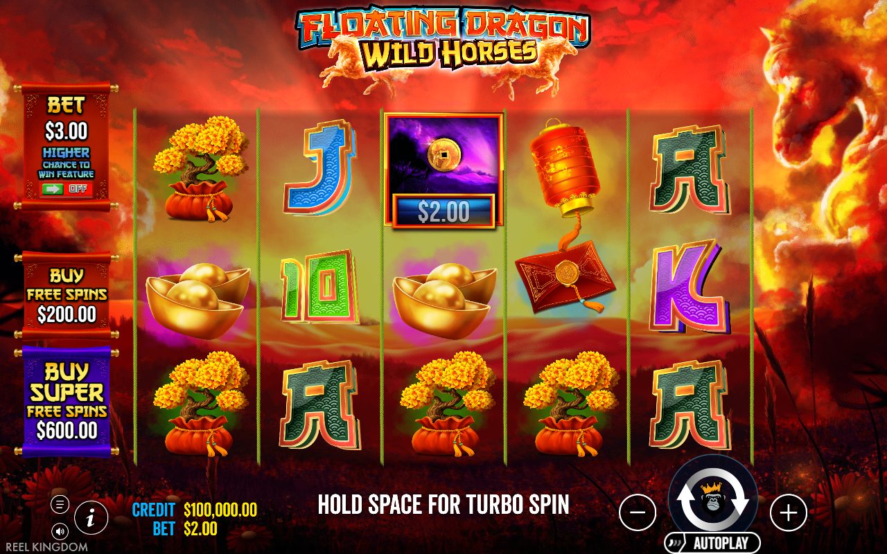 Floating Dragon Wild Horses base game reels