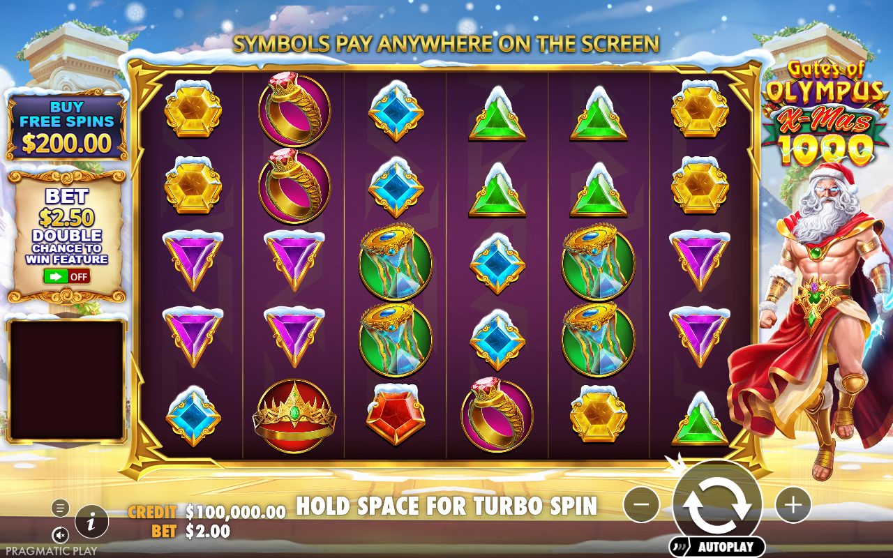Gates of Olympus Xmas 1000 base game reels
