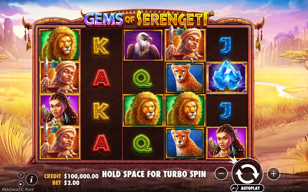 Gems of Serengeti game lobby / feature intro