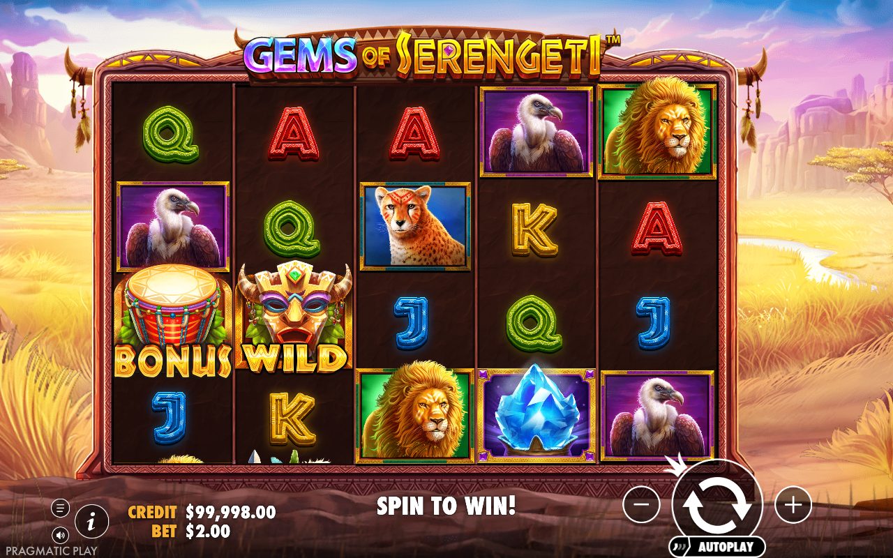 Gems of Serengeti base game reels