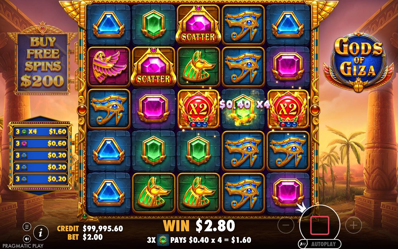 Gods of Giza base game reels