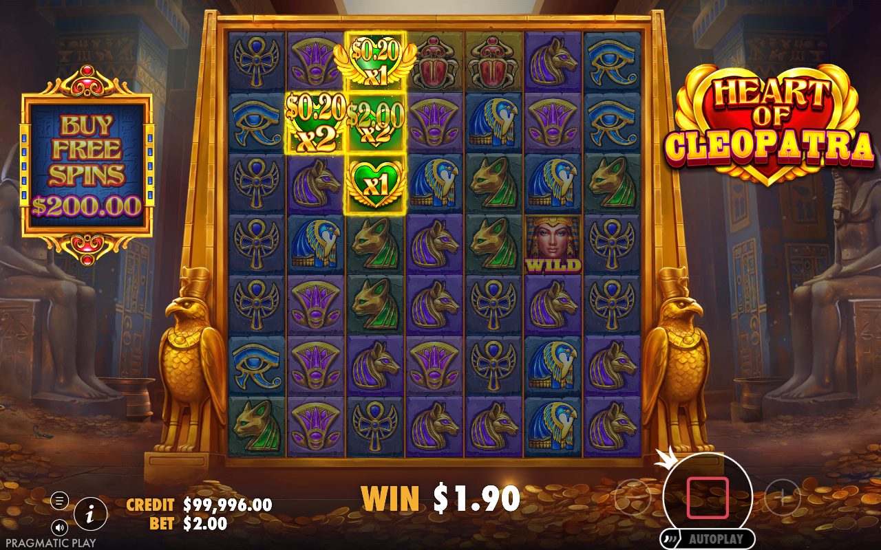 Heart of Cleopatra base game reels