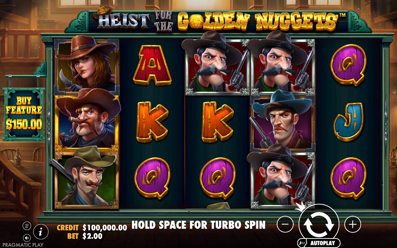 Heist for the Golden Nuggets game lobby / feature intro