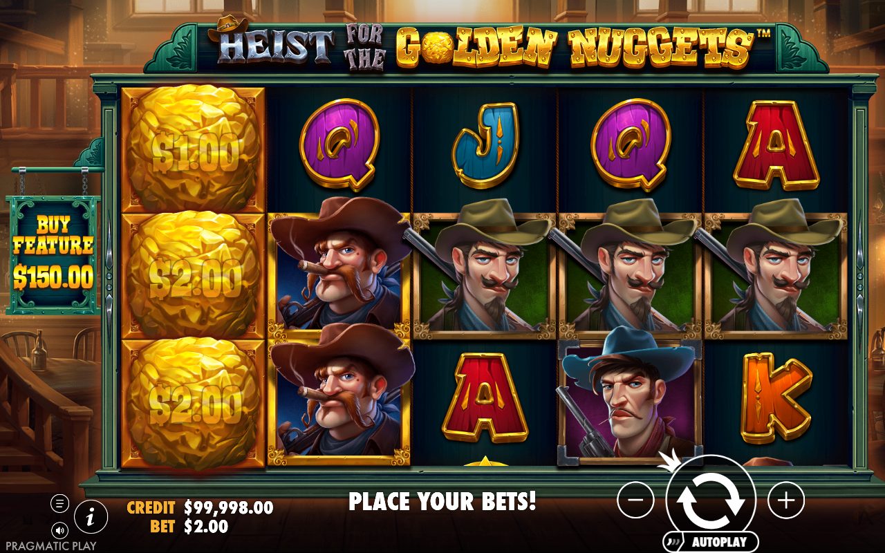 Heist for the Golden Nuggets base game reels