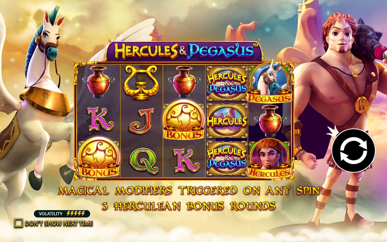 Hercules & Pegasus game lobby / feature intro