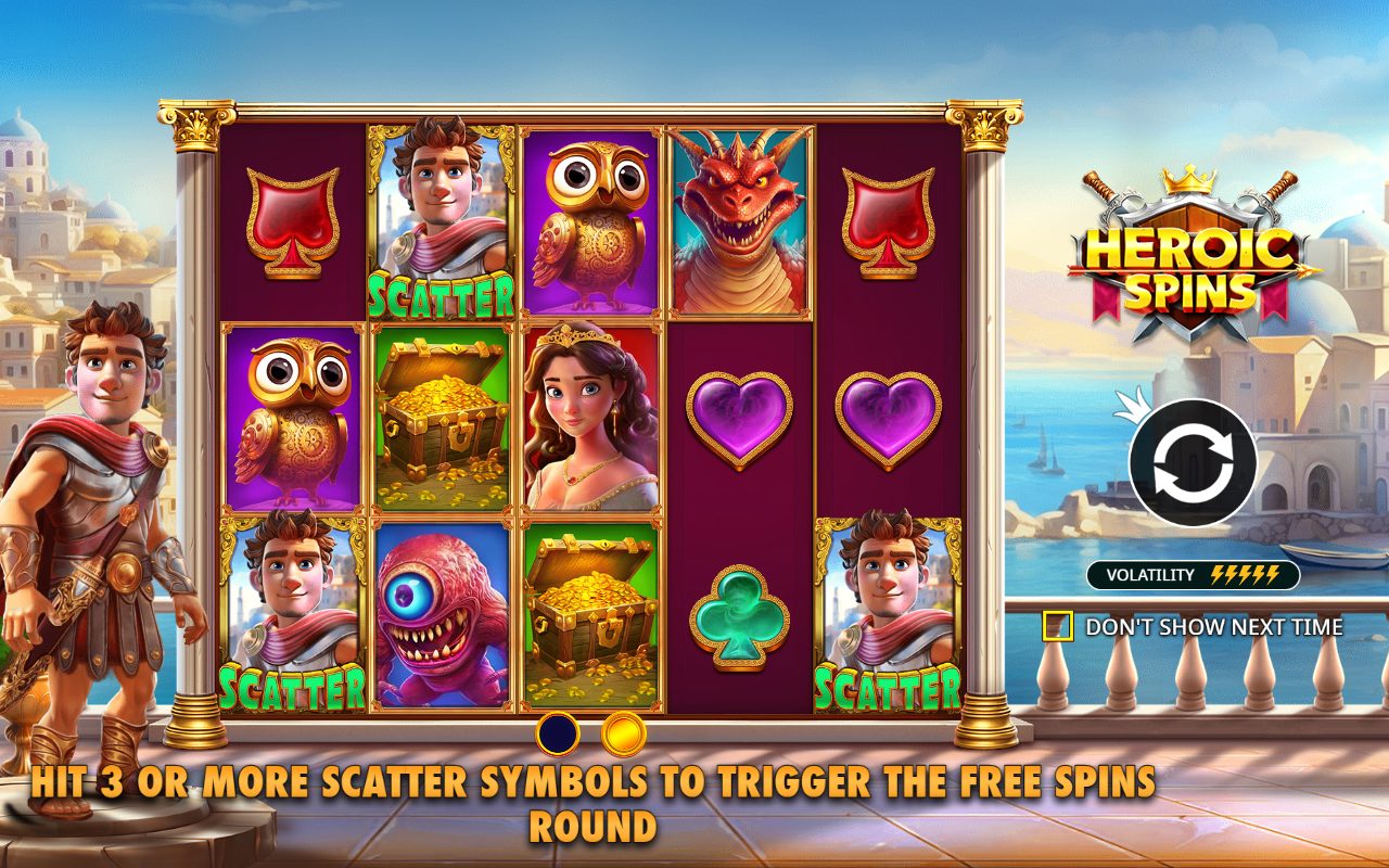 Heroic Spins base game reels