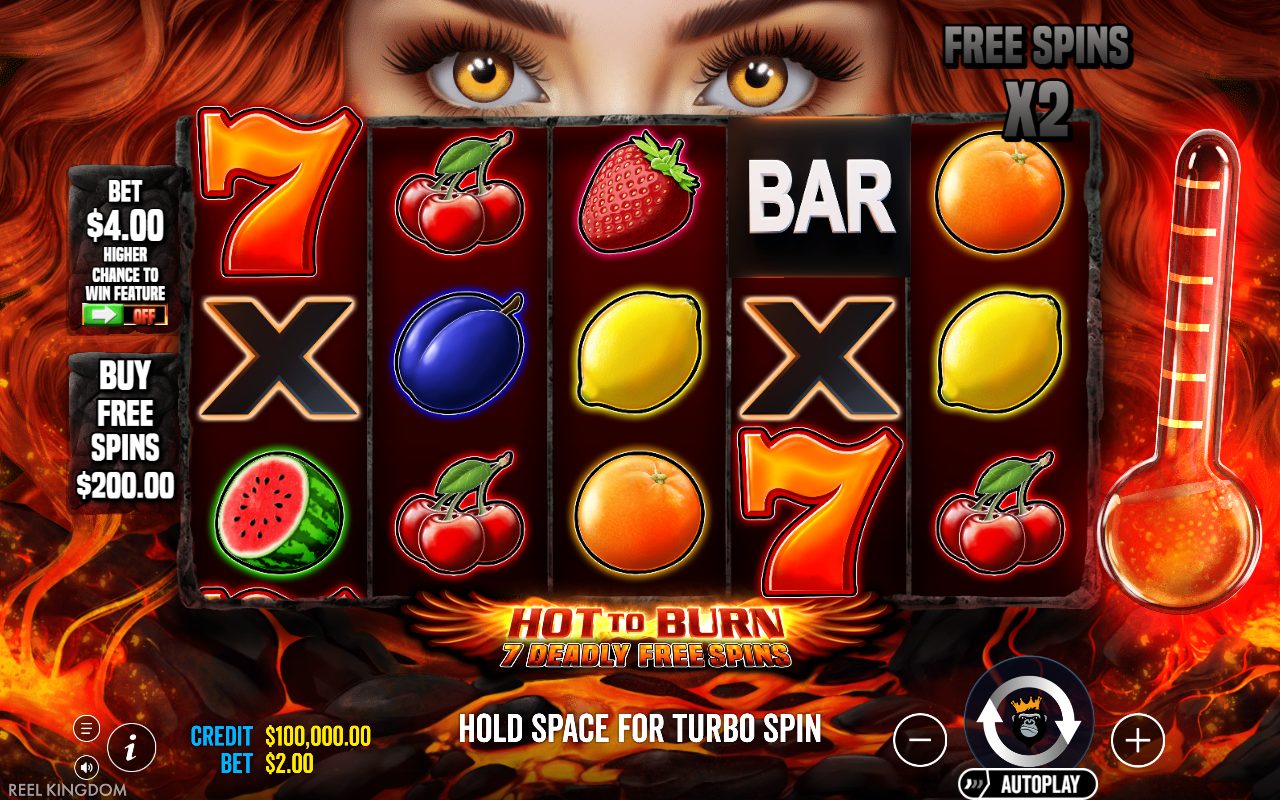 Hot to Burn - 7 Deadly Free Spins base game reels