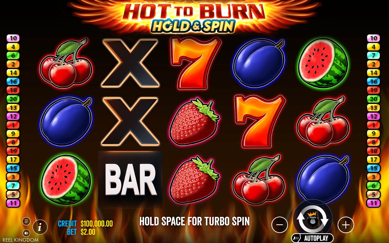 Hot to Burn Hold & Spin base game reels