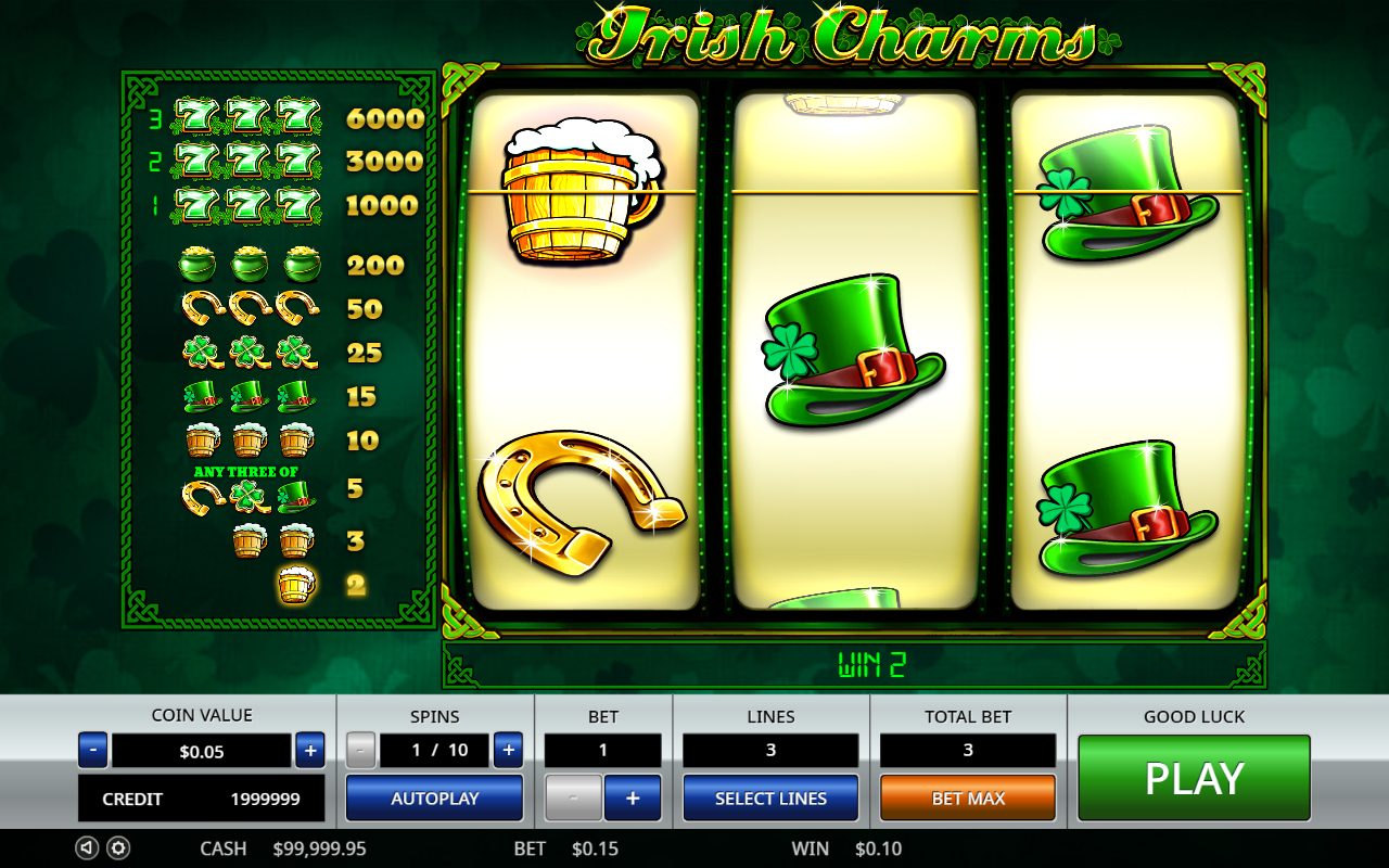 Irish Charms base game reels