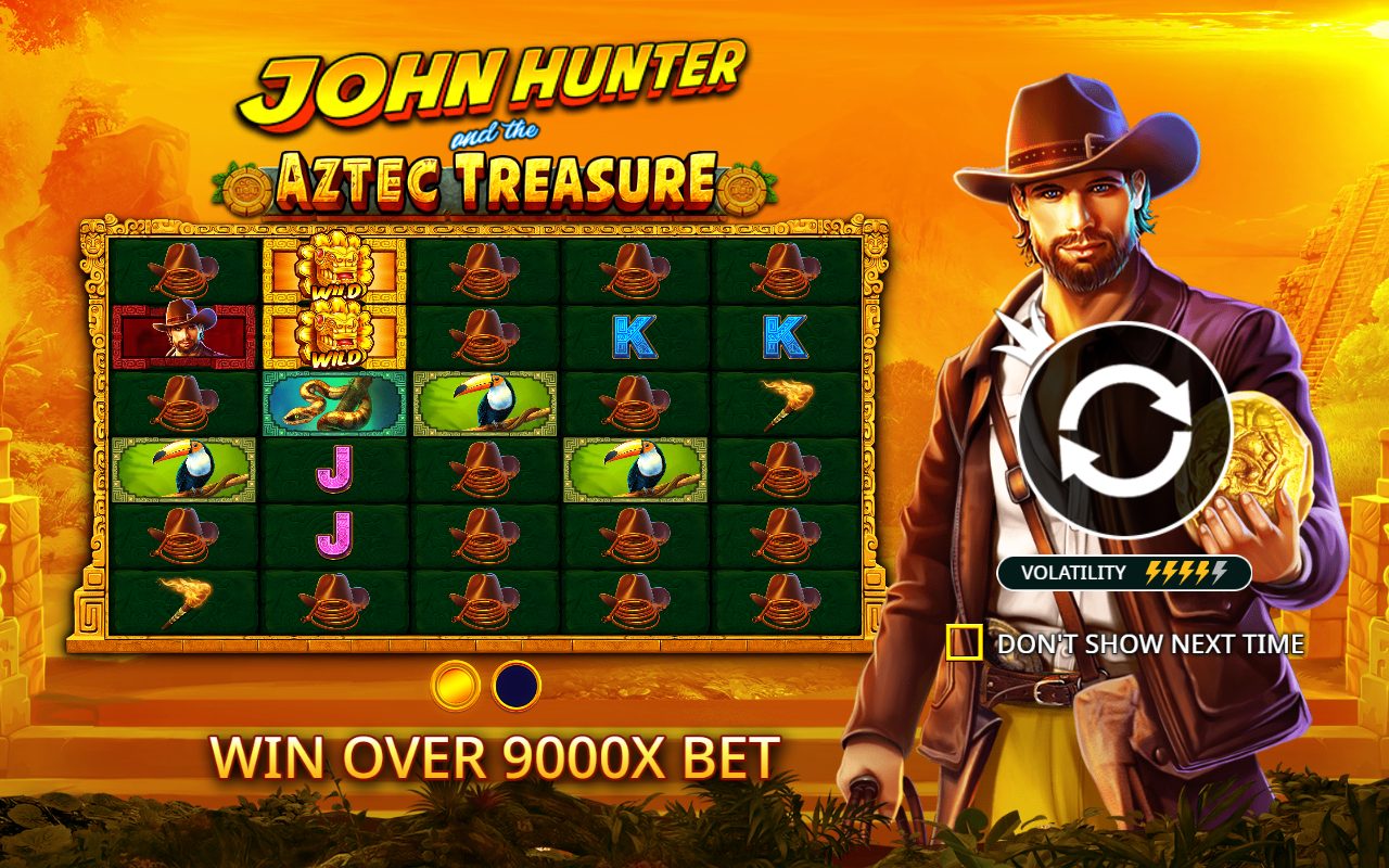 John Hunter and the Aztec Treasure game lobby / feature intro