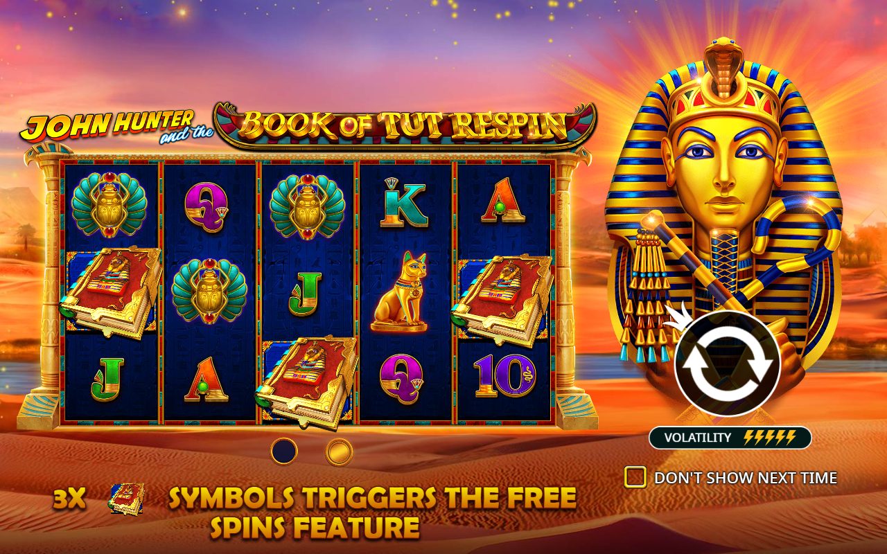 John Hunter and the Book of Tut Respin game lobby / feature intro