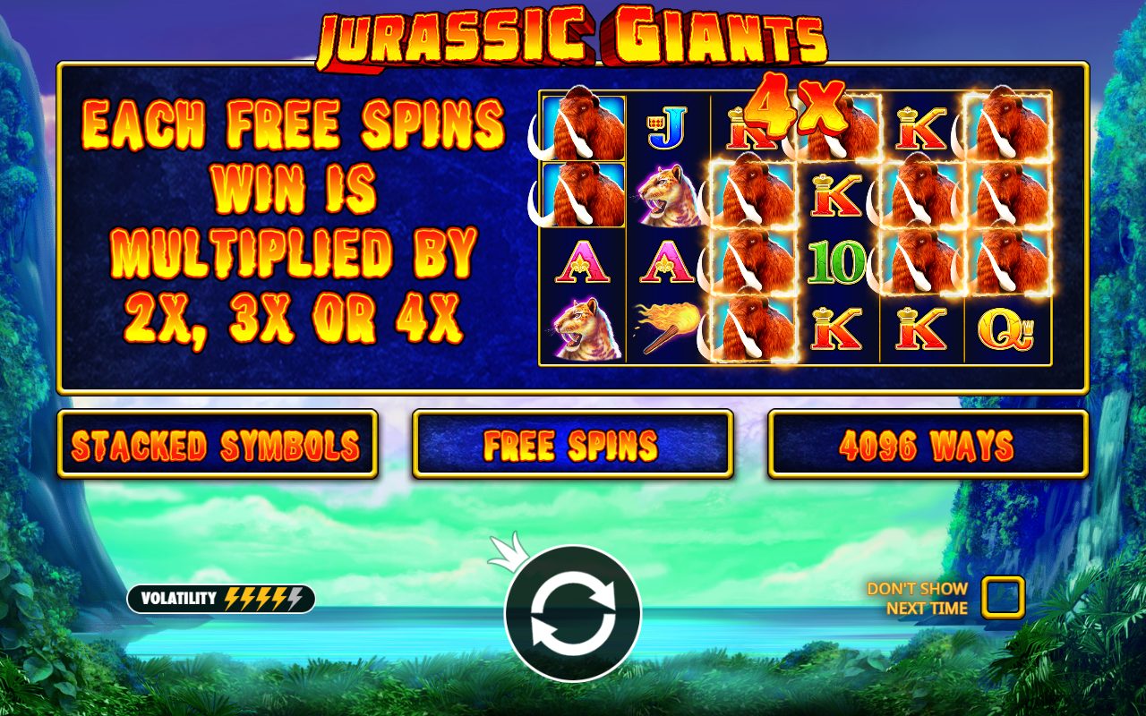 Jurassic Giants game lobby / feature intro
