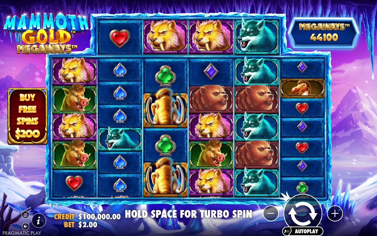 Mammoth Gold Megaways game lobby / feature intro