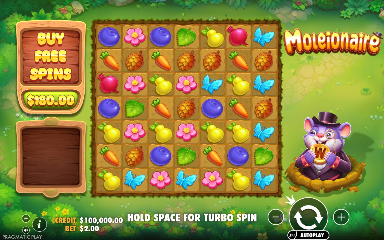 Moleionaire base game reels