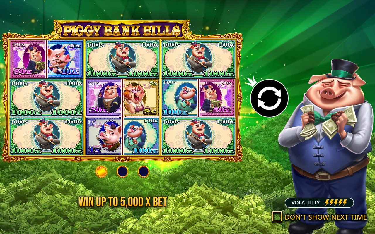 Piggy Bank Bills game lobby / feature intro